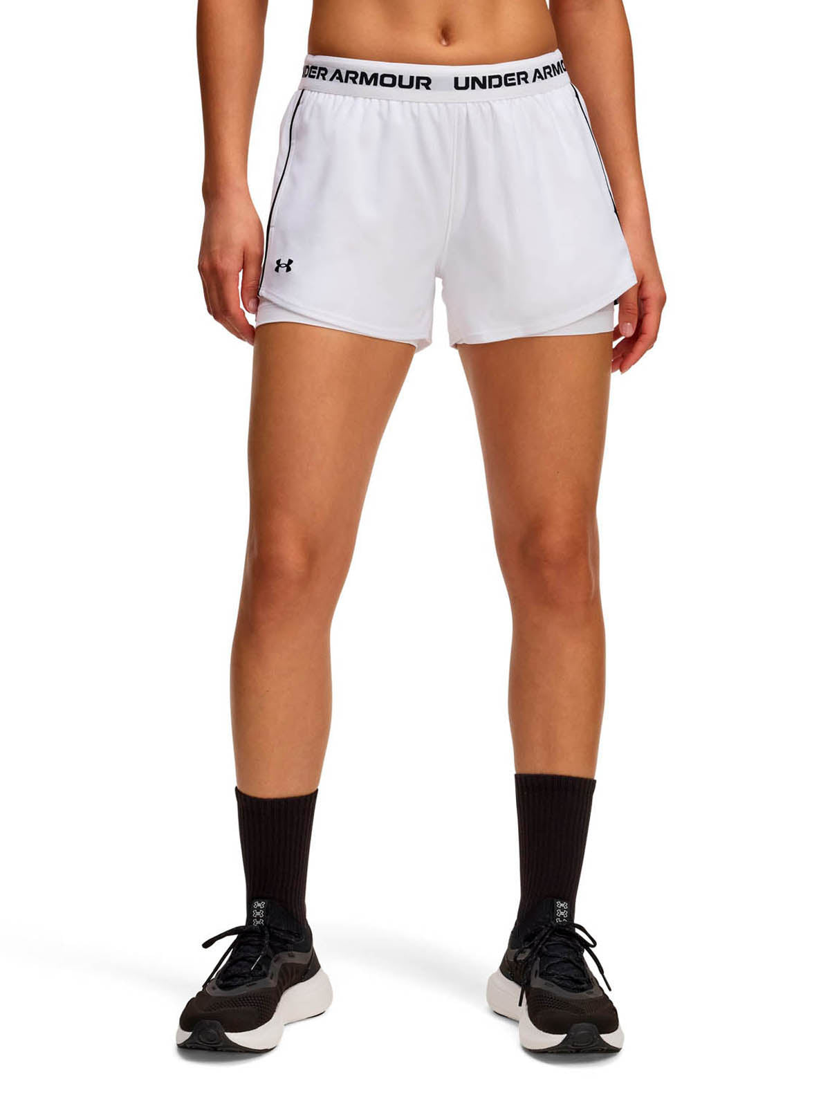 Short de entrenamiento para mujer Tech Play Up 2-in-1 blanco Under Armour