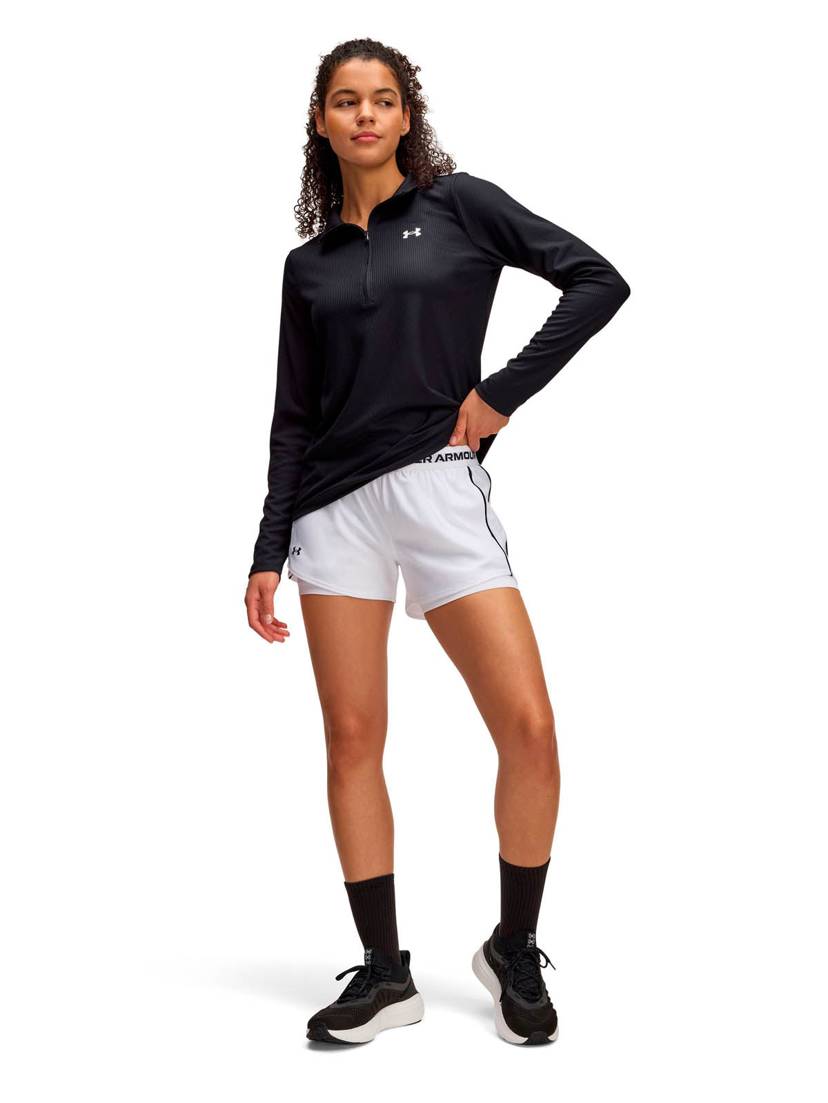 Short de entrenamiento para mujer Tech Play Up 2-in-1 blanco Under Armour