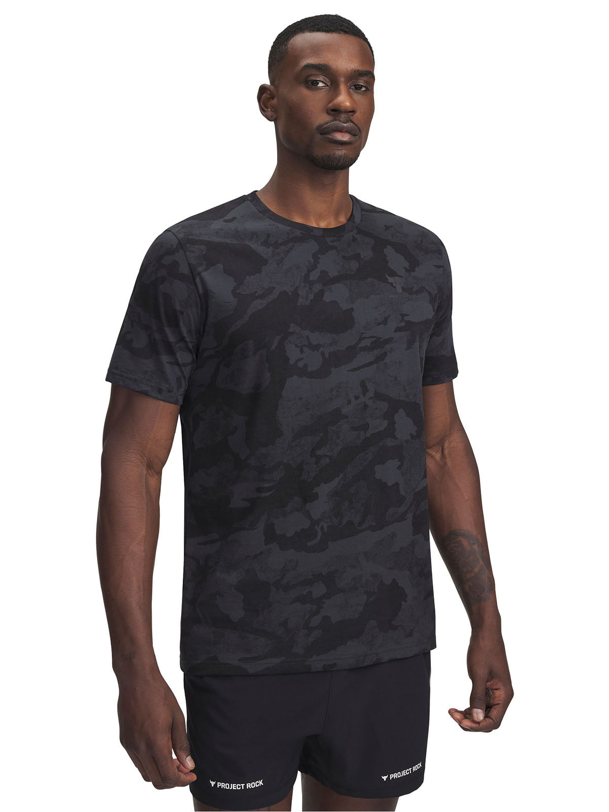 Polera manga corta Project Rock negro para hombre Under Armour