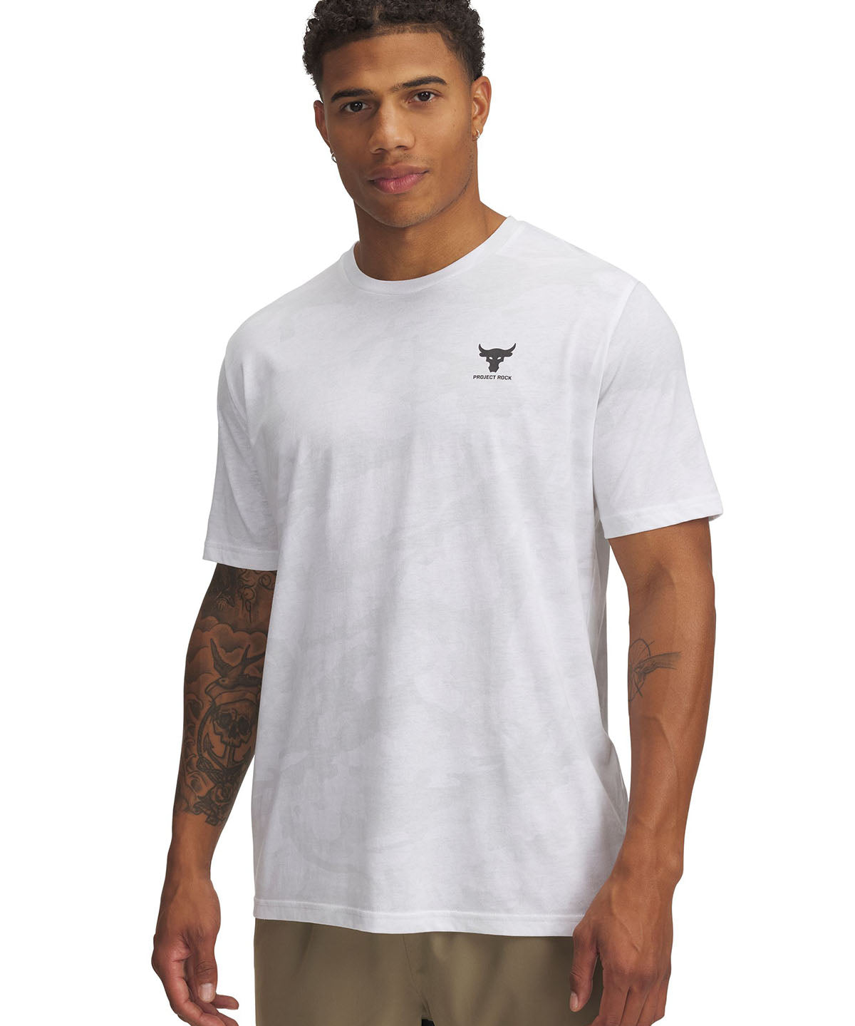 Polera manga corta Project Rock blanco para hombre Under Armour
