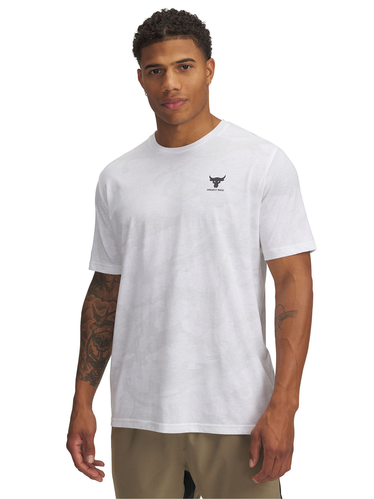 Polera manga corta Project Rock blanco para hombre Under Armour