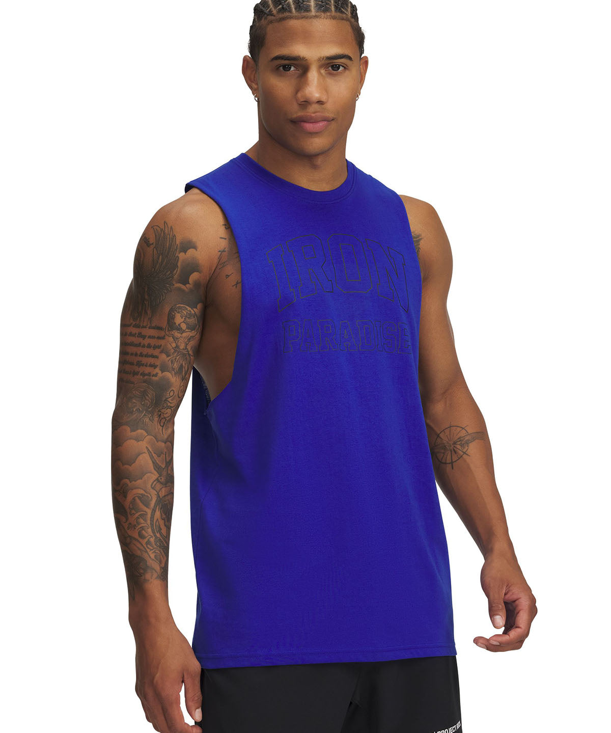 Polera sin mangas Project Rock azul para hombres Under Armour