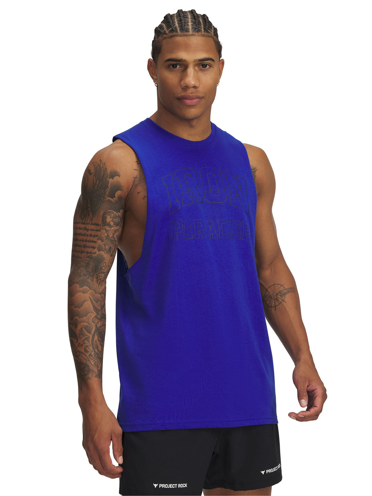 Polera sin mangas Project Rock azul para hombres Under Armour