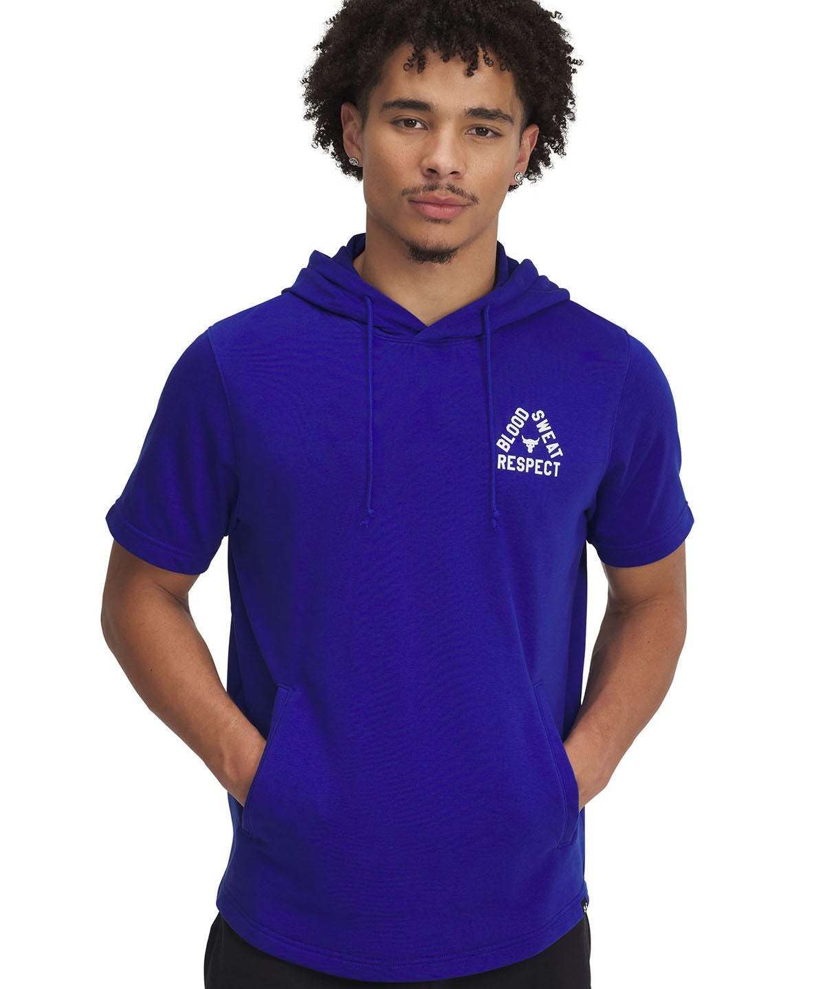 Polerón Project Rock terry manga corta azul para hombre Under Armour