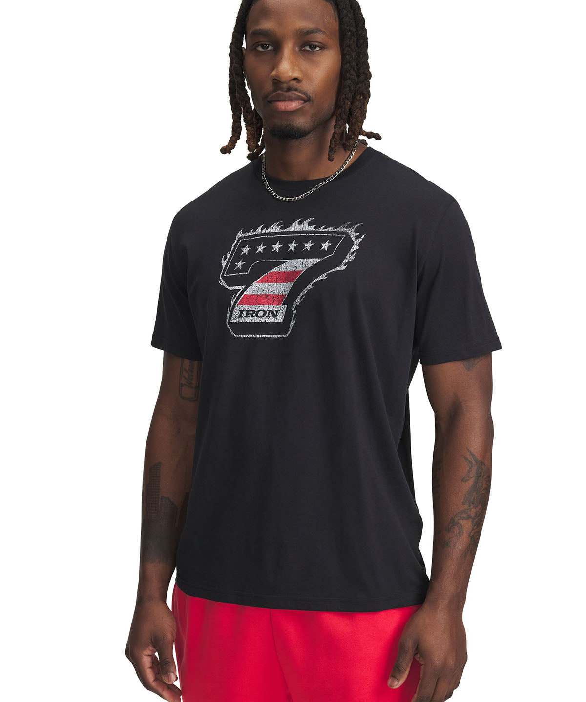 Polera manga corta Project Rock iron 7 negro para hombre Under Armour
