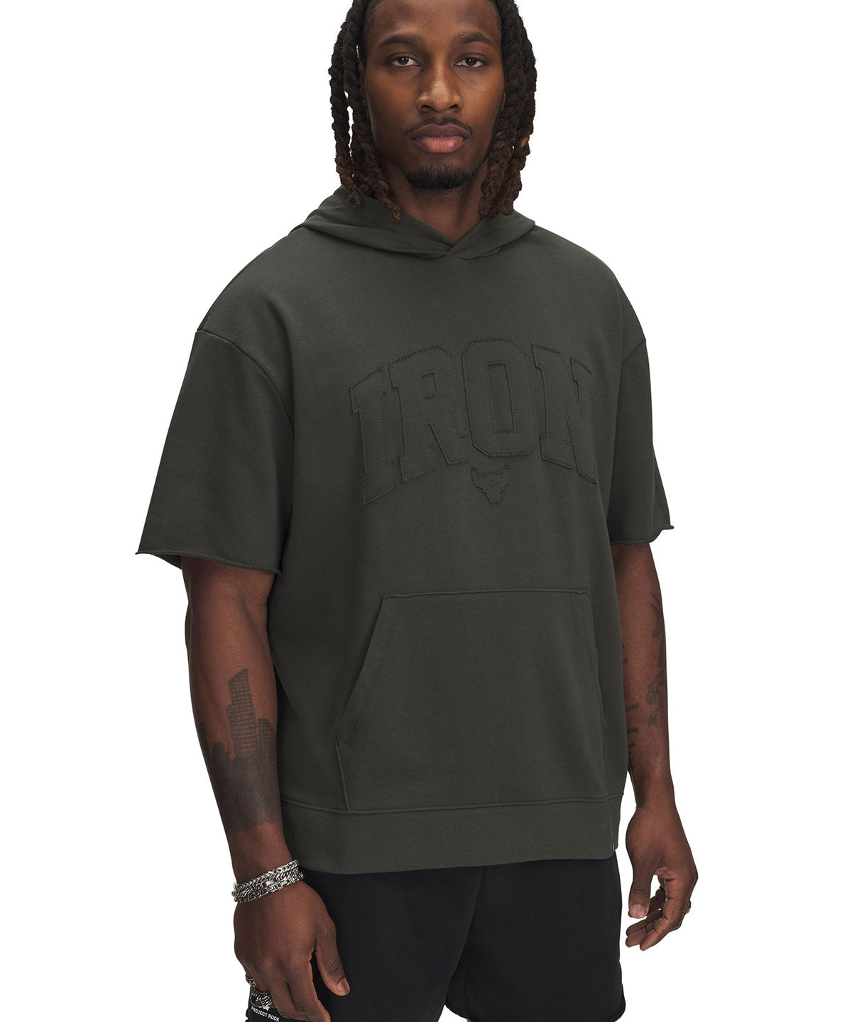 Polerón Project Rock terry manga corta verde para hombre Under Armour