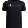Polera manga corta Lifestyle para Niño big logo Wordmark Negro Under Armour
