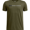 Polera manga corta Lifestyle para Niño big logo Wordmark Verde Under Armour