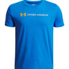 Polera manga corta Lifestyle para Niño big logo Wordmark Azul Under Armour