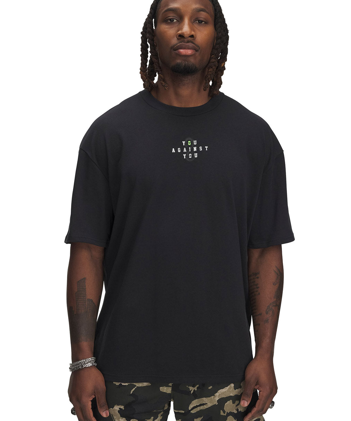 Polera manga corta Project Rock heavyweight negro para hombre Under Armour