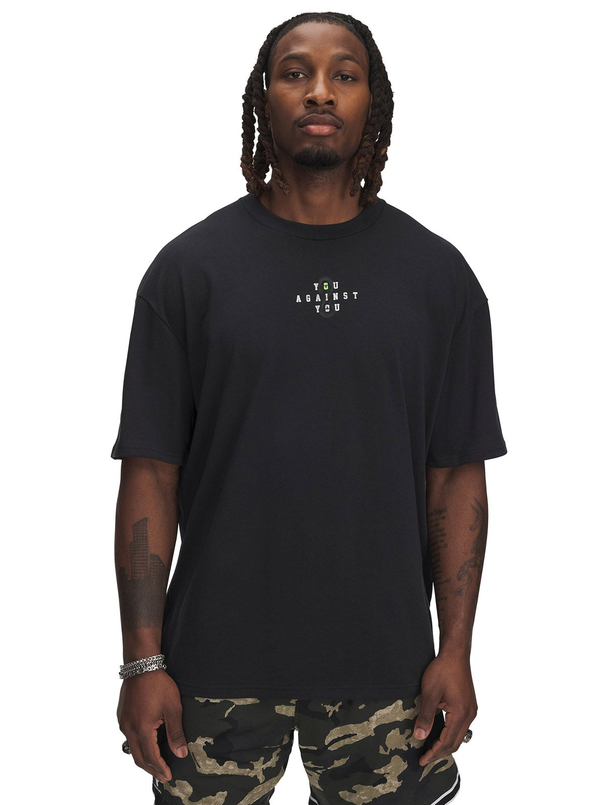 Polera manga corta Project Rock heavyweight negro para hombre Under Armour