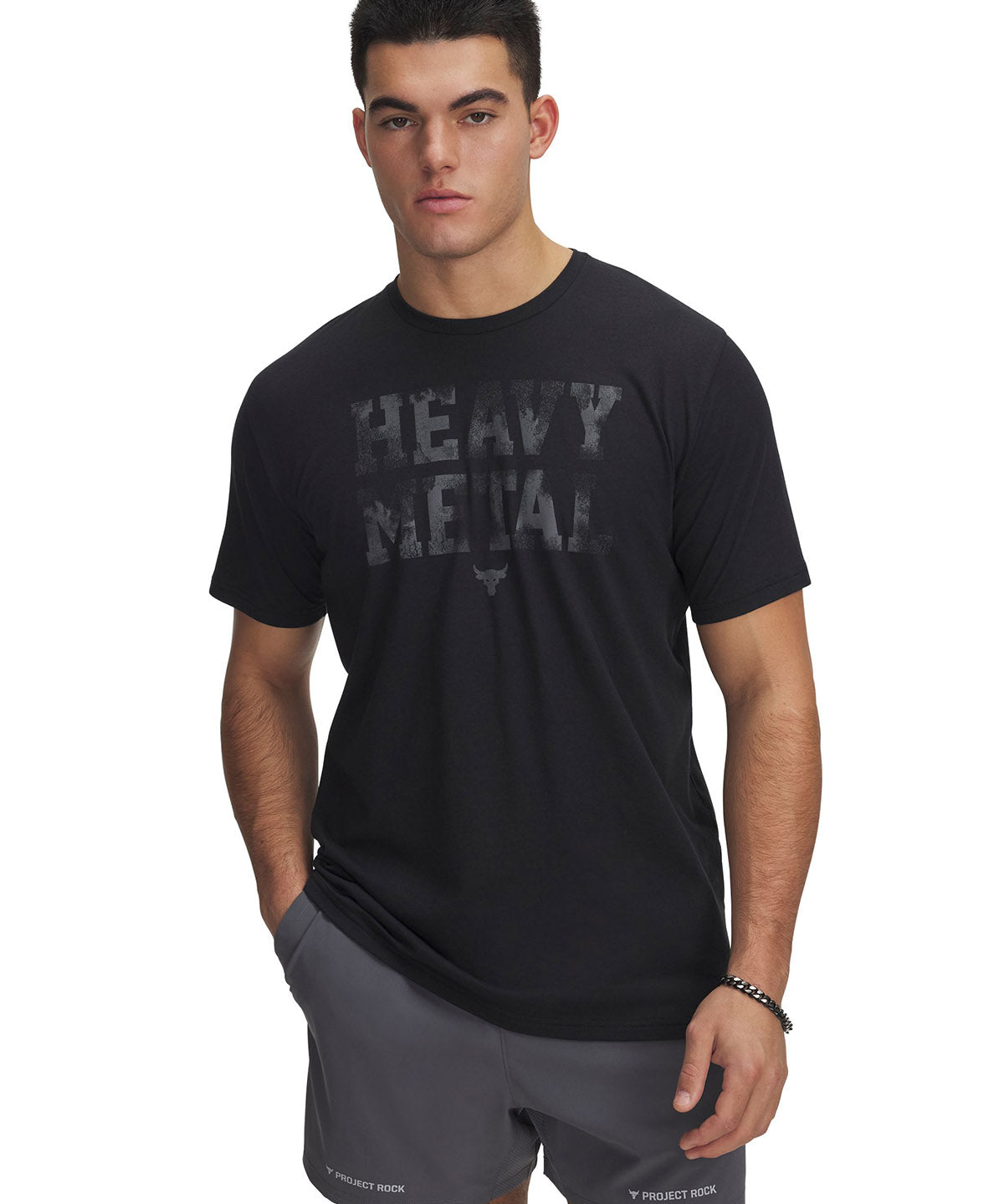 Polera manga corta Project Rock negro para hombre Under Armour