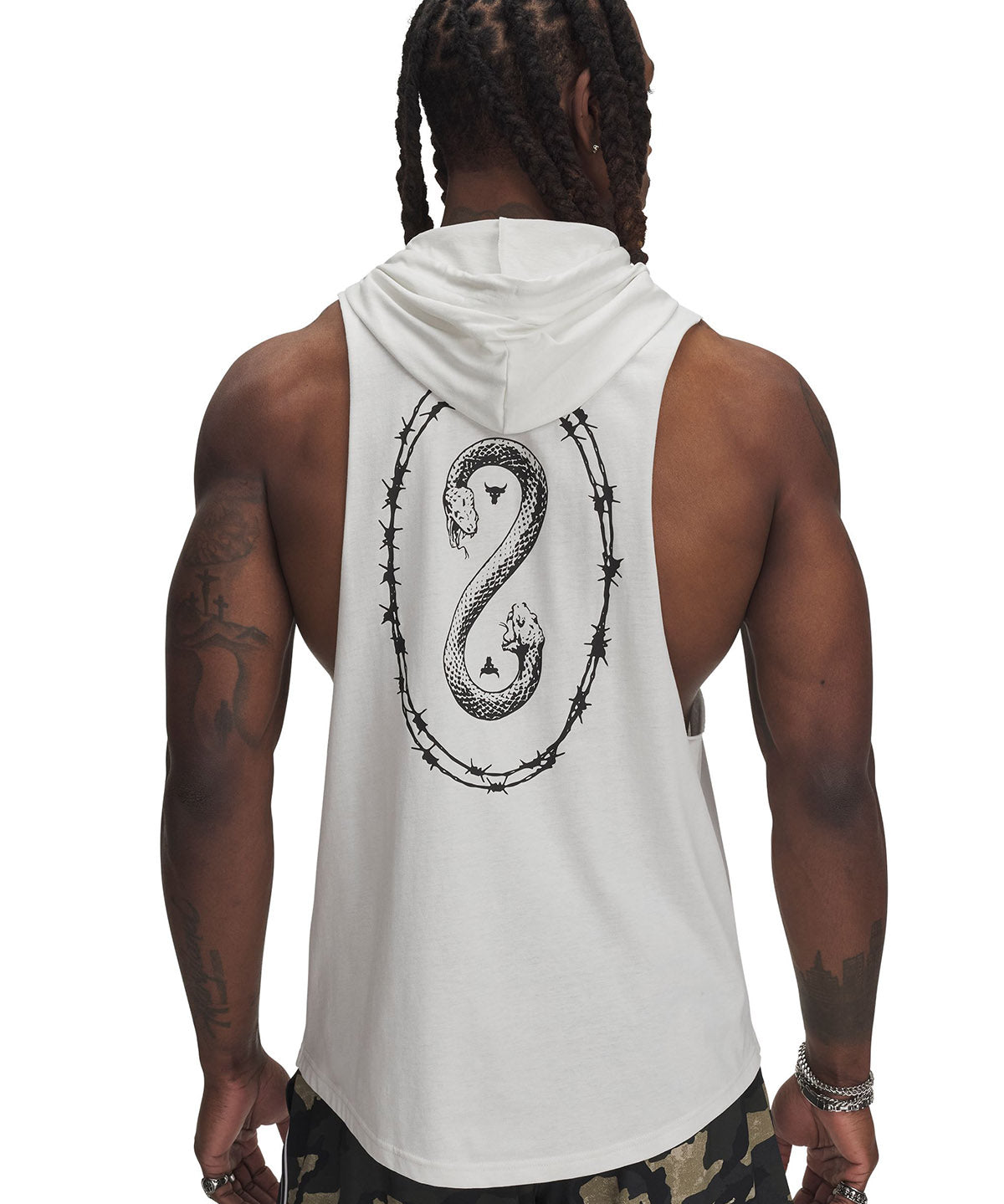 Polera sin mangas Project Rock snake blanco para hombre Under Armour