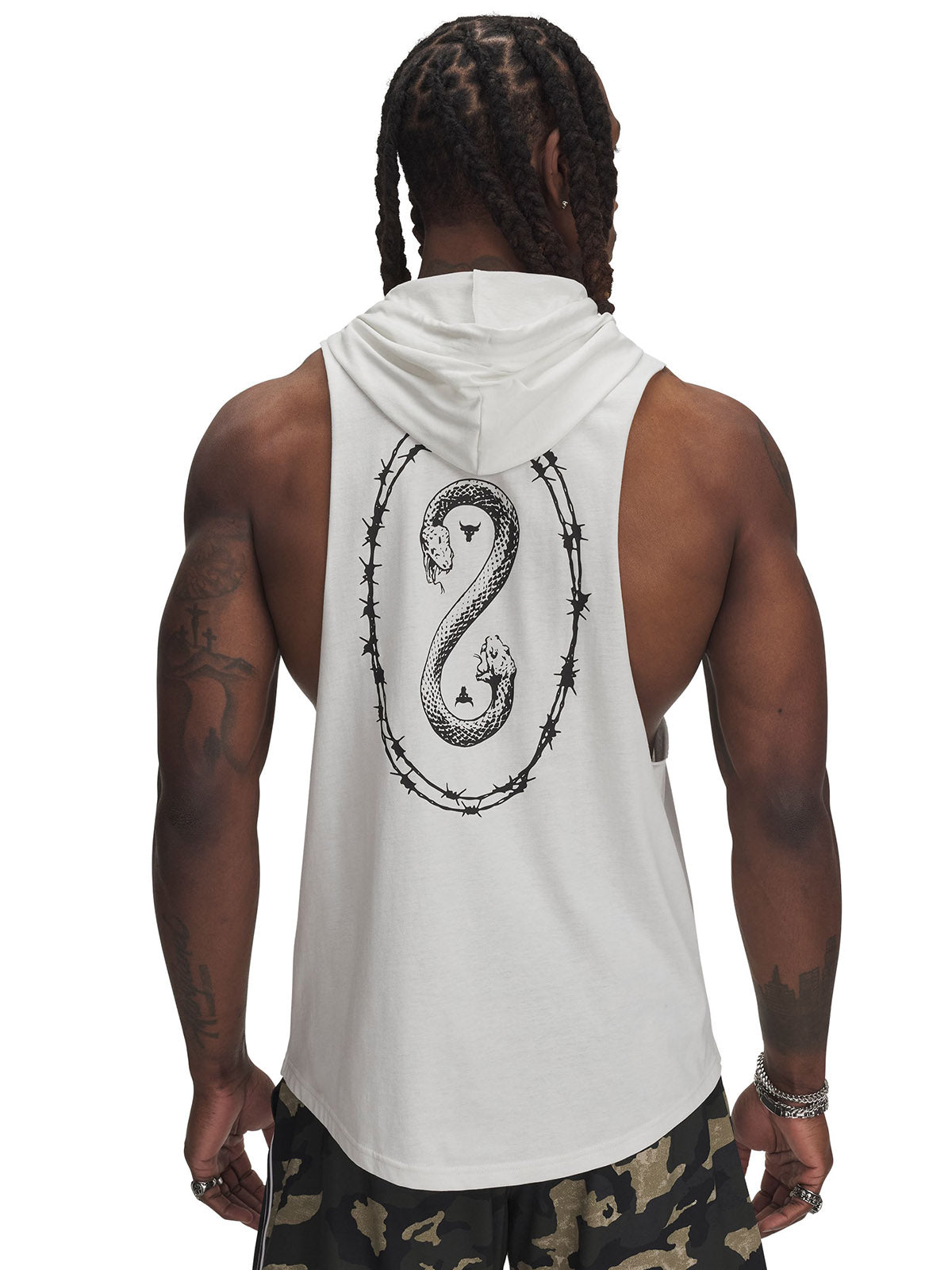 Polera sin mangas Project Rock snake blanco para hombre Under Armour