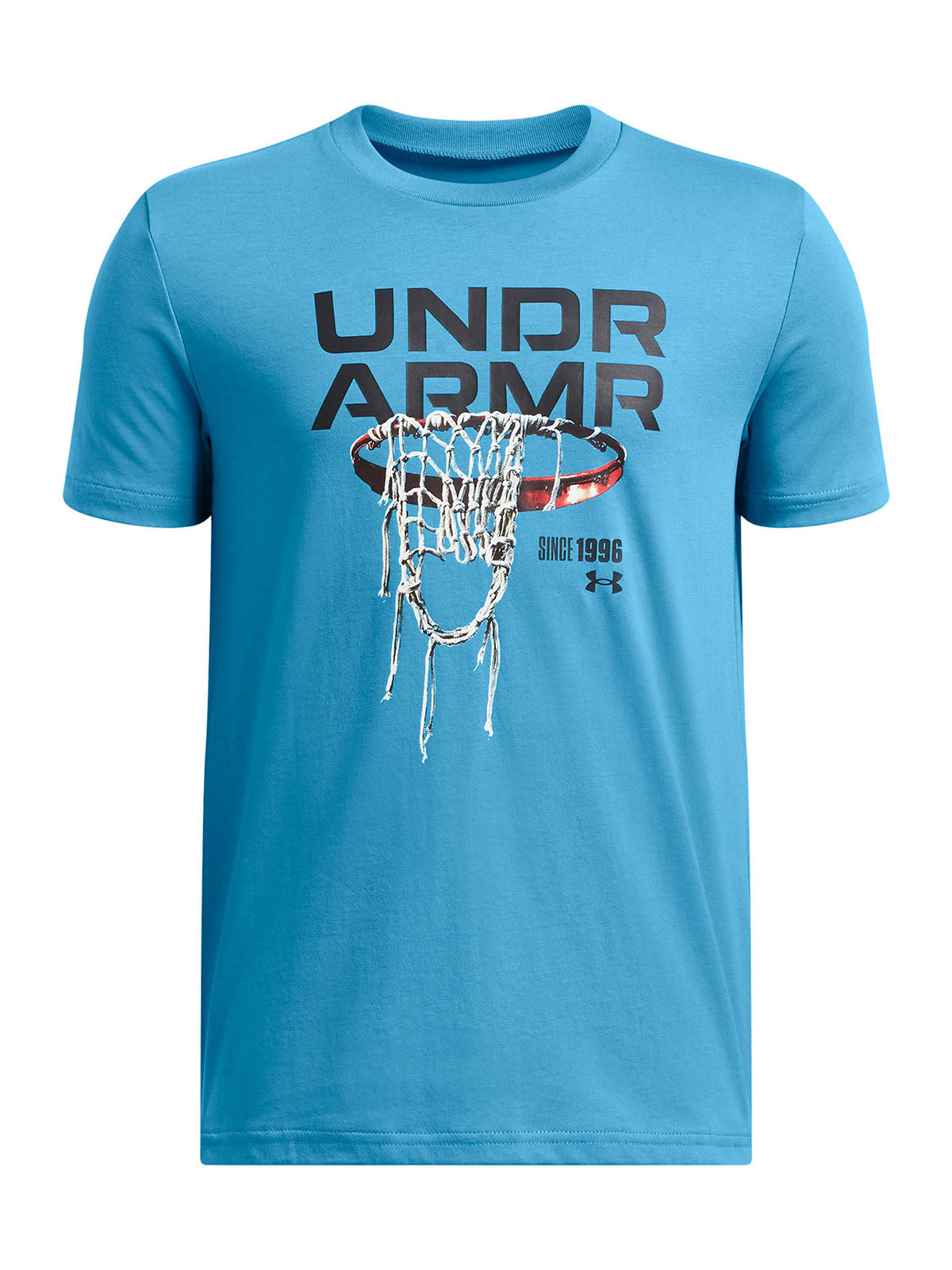 Polera manga corta Under Armour hoops net azul para niños