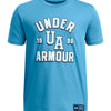 Polera manga corta Under Armour varsity azul para niño