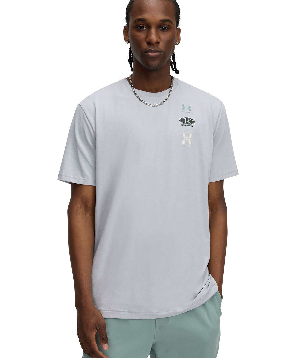 Polera manga corta Under Armour evol logo gris para hombre