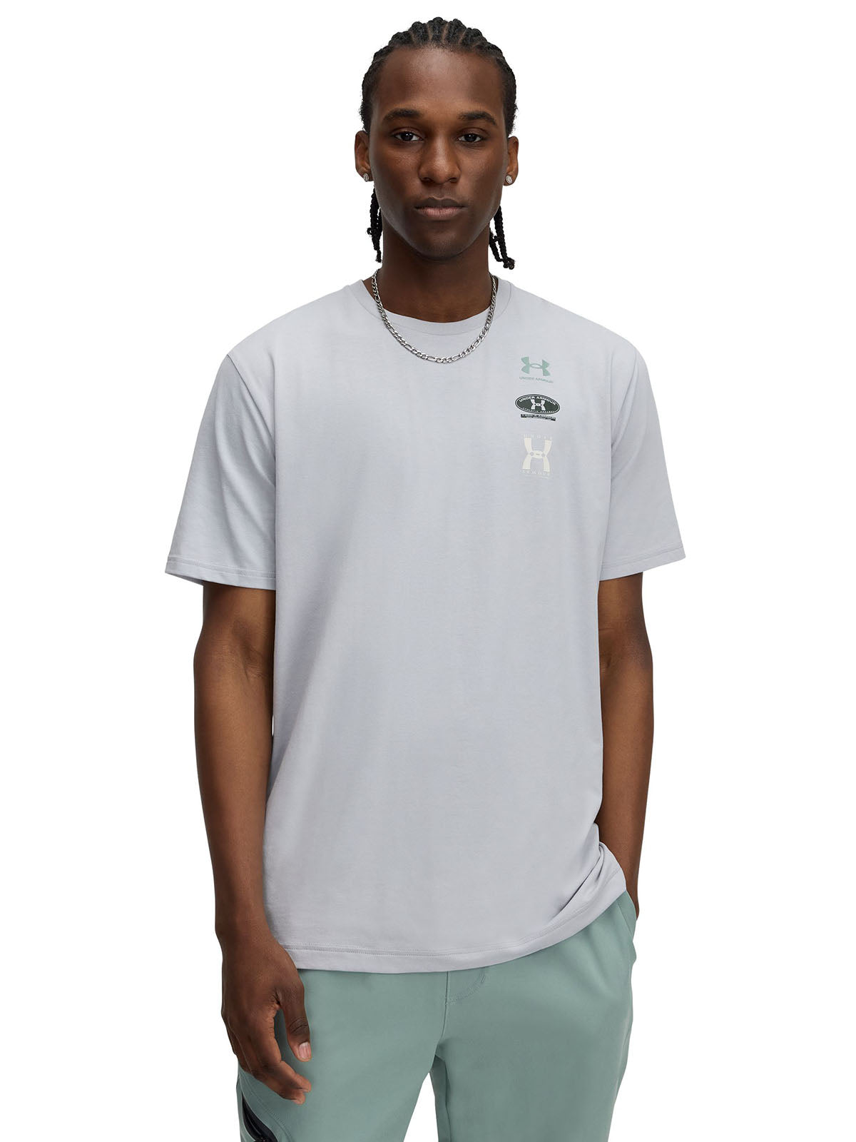 Polera manga corta Under Armour evol logo gris para hombre