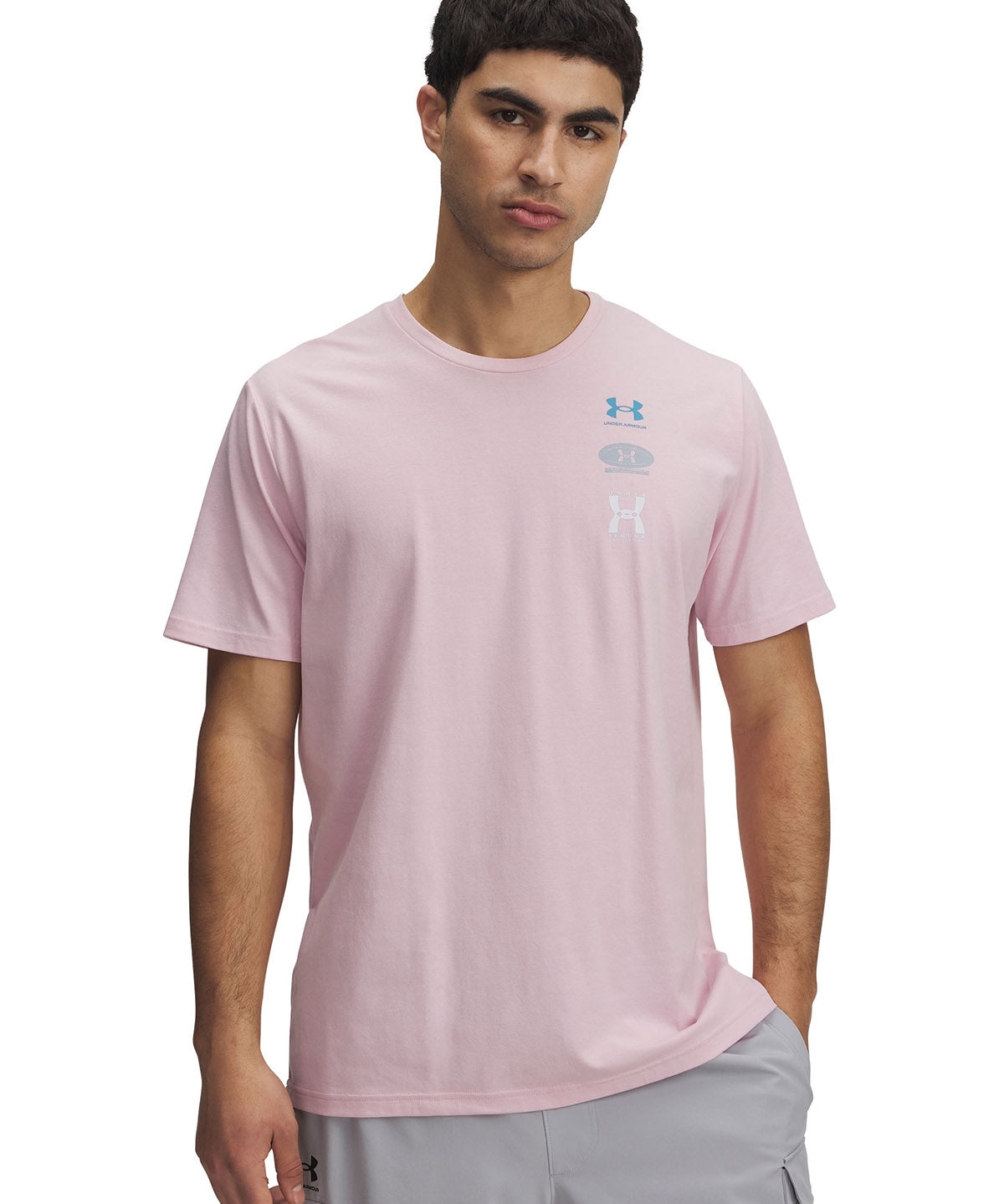 Polera manga corta Under Armour evol logo rosado para hombre