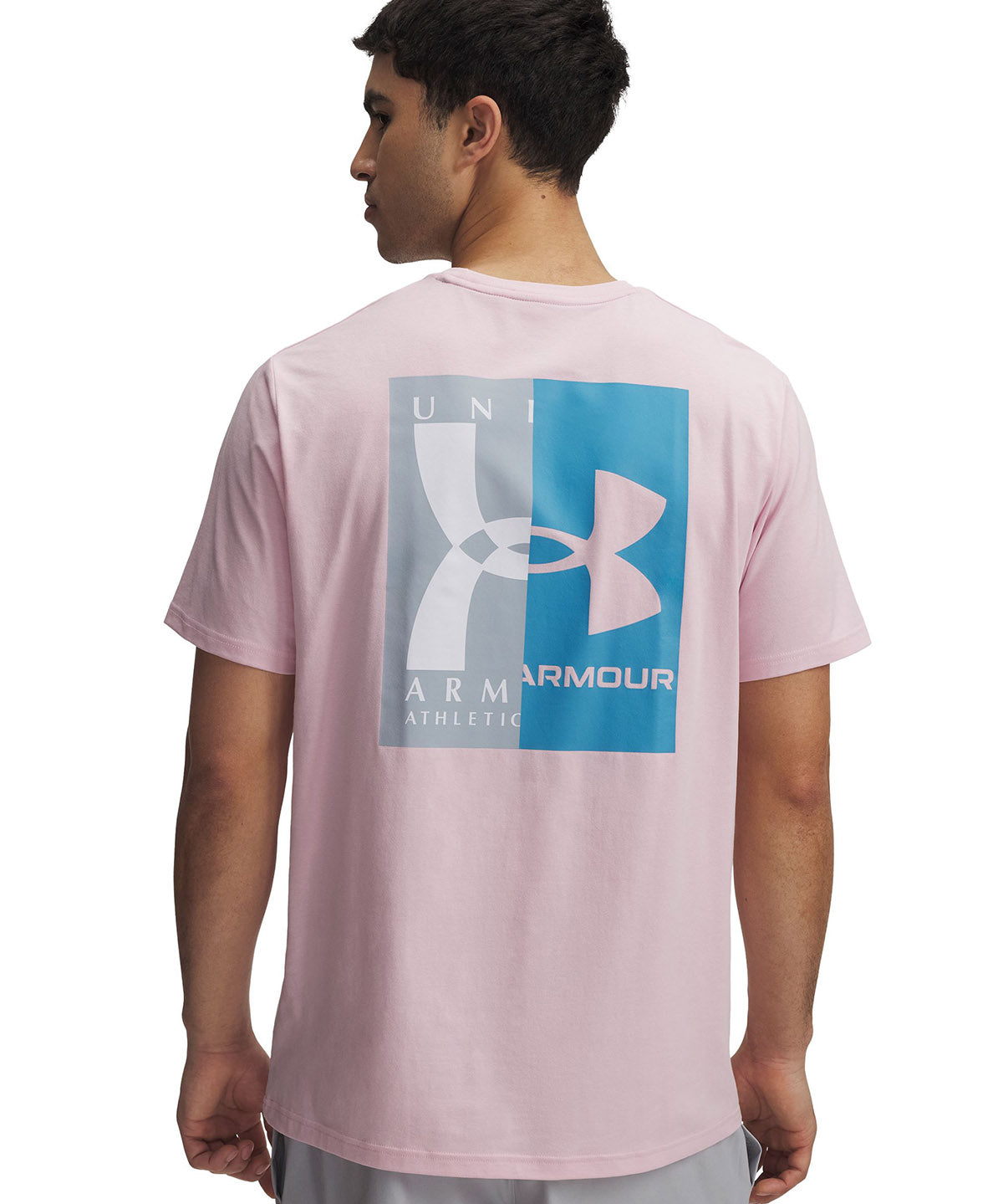 Polera manga corta Under Armour evol logo rosado para hombre