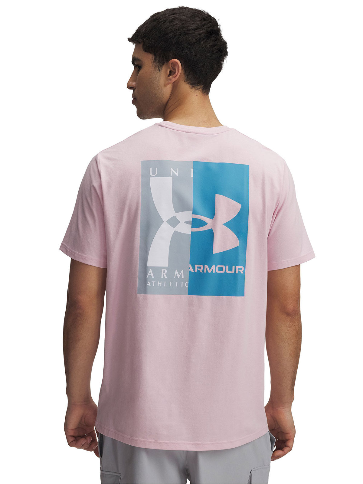 Polera manga corta Under Armour evol logo rosado para hombre