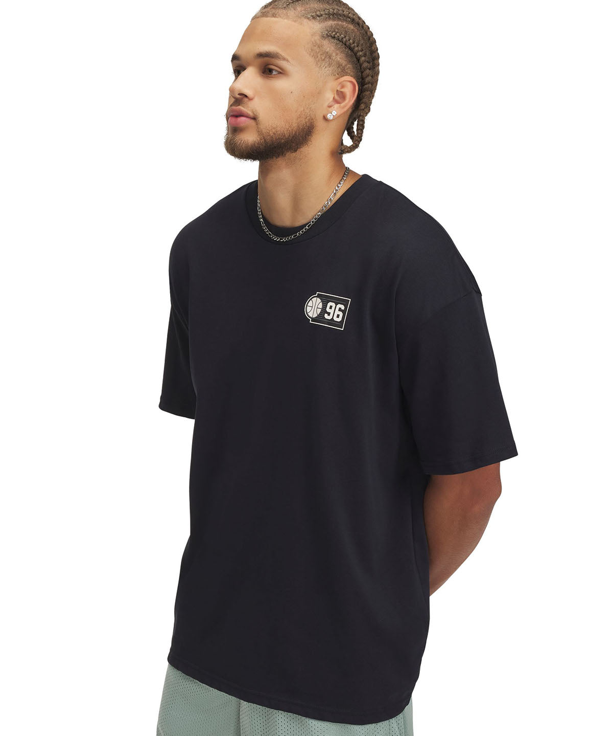 Polera manga corta Under Armour hoops courtside negro para hombre