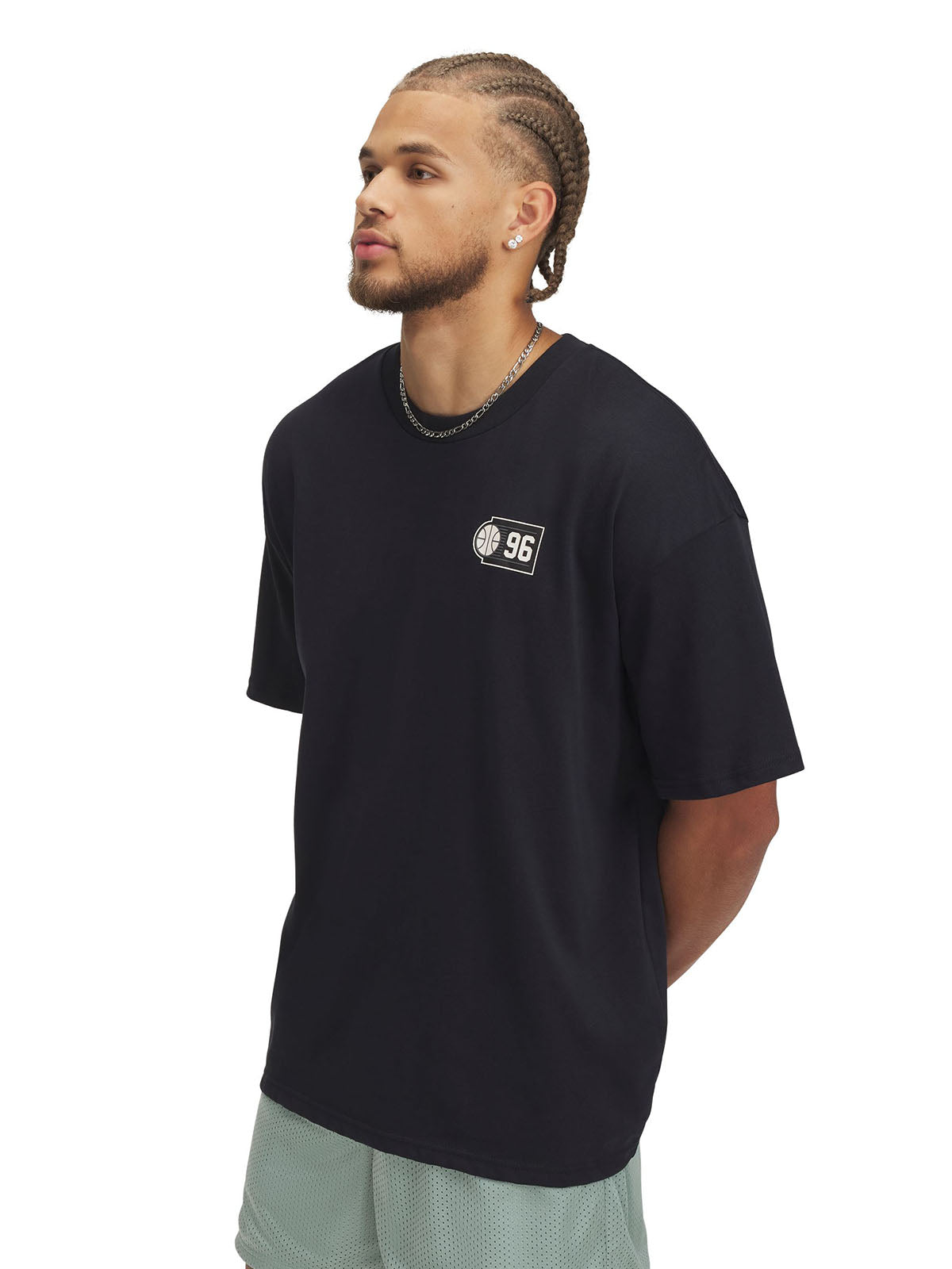 Polera manga corta Under Armour hoops courtside negro para hombre