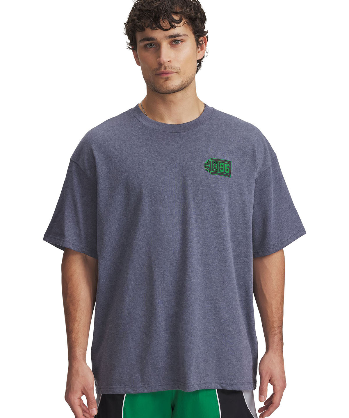 Polera manga corta Under Armour hoops courtside gris para hombre