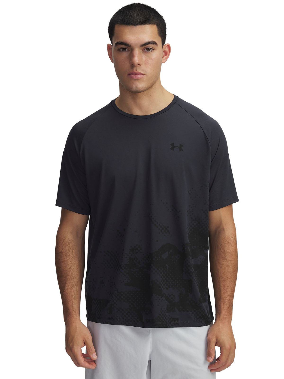 Polera manga corta Under Armour tech fade gris para hombre
