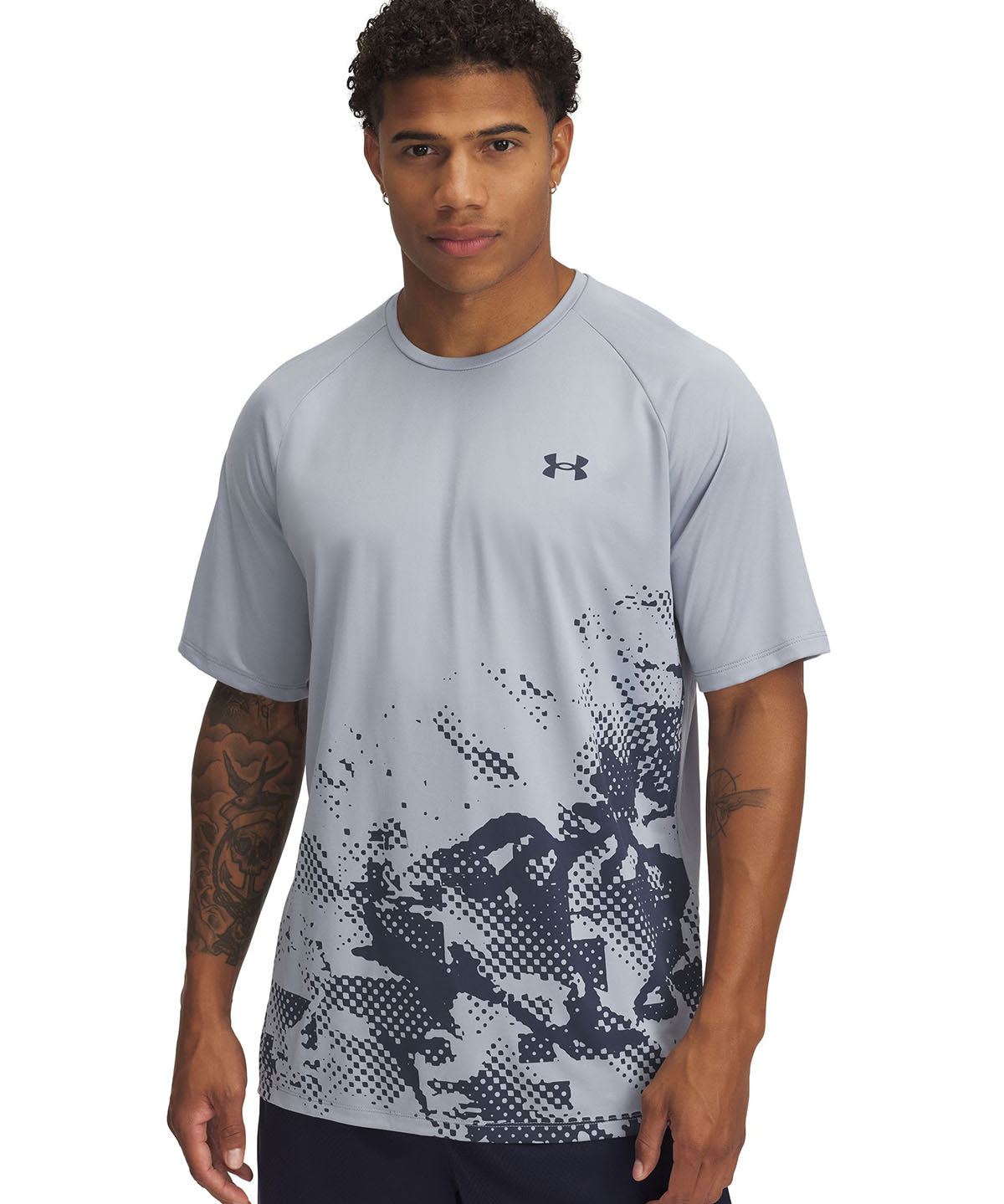 Polera manga corta UA Tech Fade azul para hombre