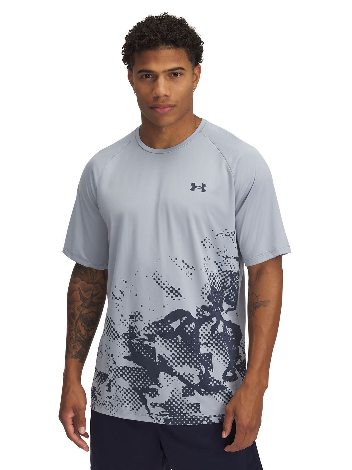 Polera manga corta UA Tech Fade azul para hombre