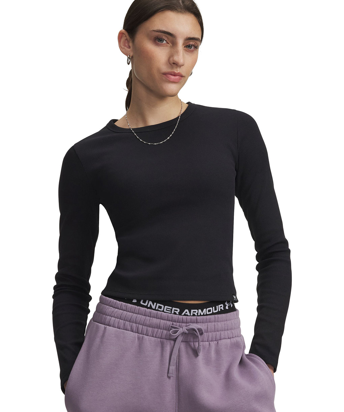 Poleron Lifestyle para mujer Rival Rib negro Under Armour