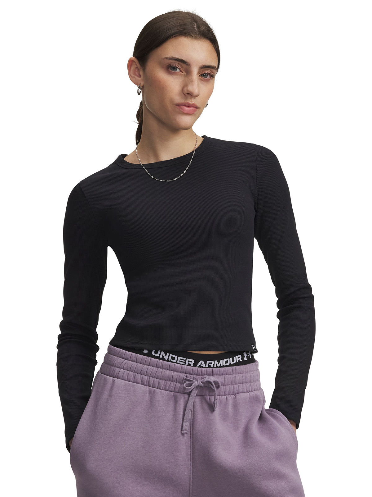 Poleron Lifestyle para mujer Rival Rib negro Under Armour