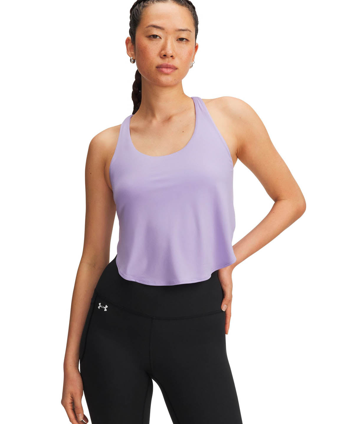 Polera sin manga 2 en 1 de entrenamiento para mujer Motion morado Under Armour