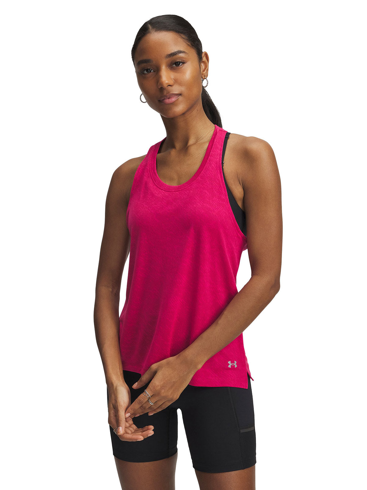 Polera sin mangas UA Launch morado para mujer