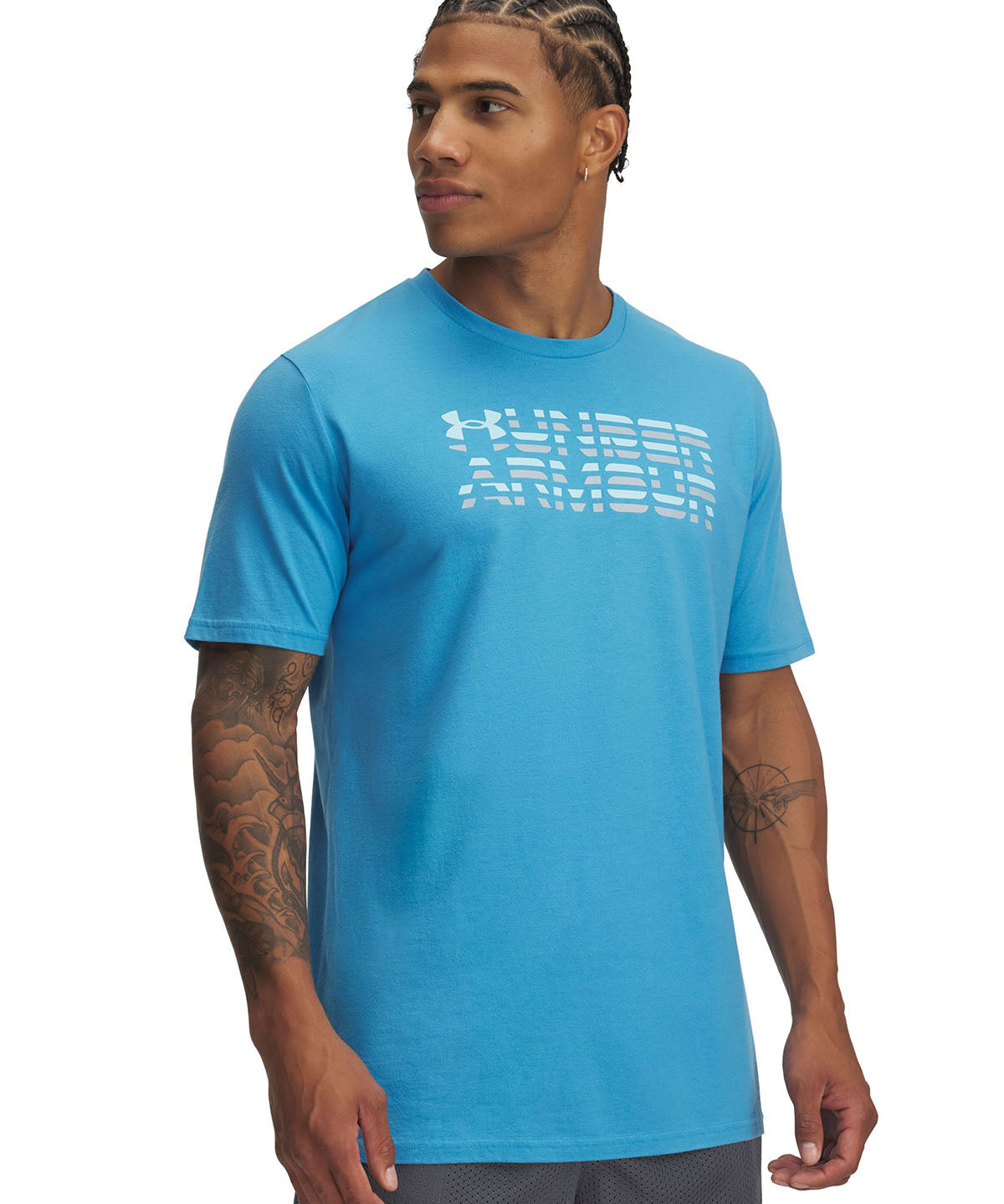 Polera manga corta Under Armour shaded logo azul para hombre