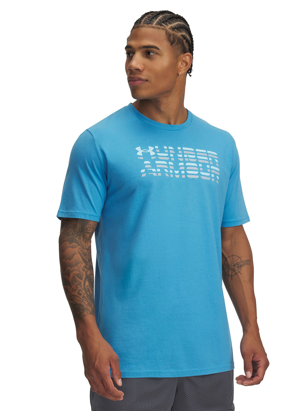 Polera manga corta Under Armour shaded logo azul para hombre