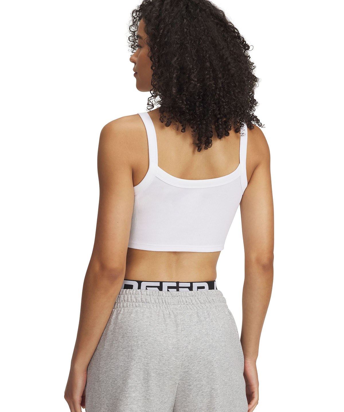 Polera sin mangas UA Rival Rib blanco para mujer