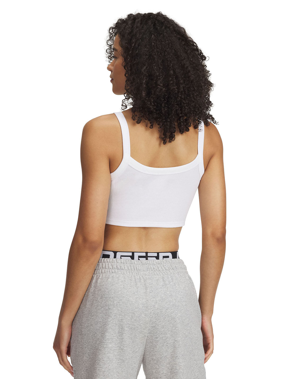 Polera sin mangas UA Rival Rib blanco para mujer