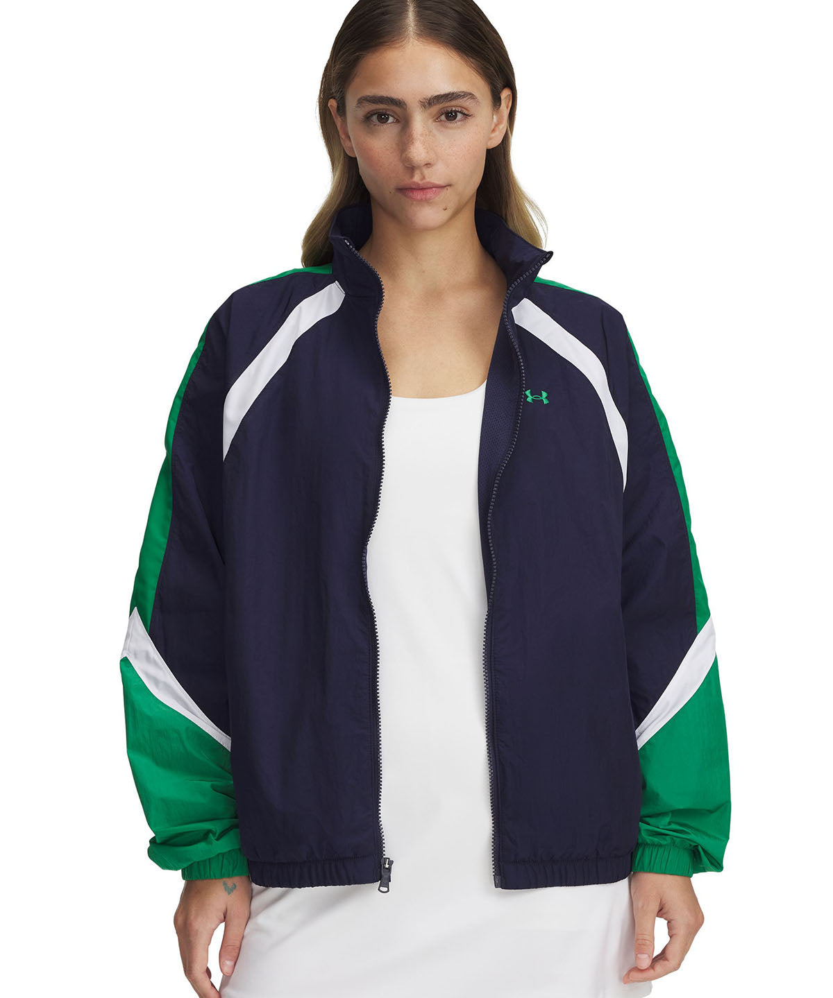 Chaqueta UA Icon Crinkle Track azul para mujer