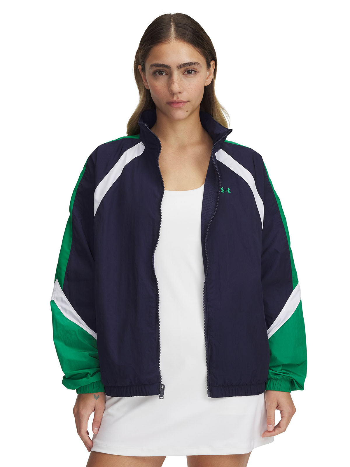 Chaqueta UA Icon Crinkle Track azul para mujer