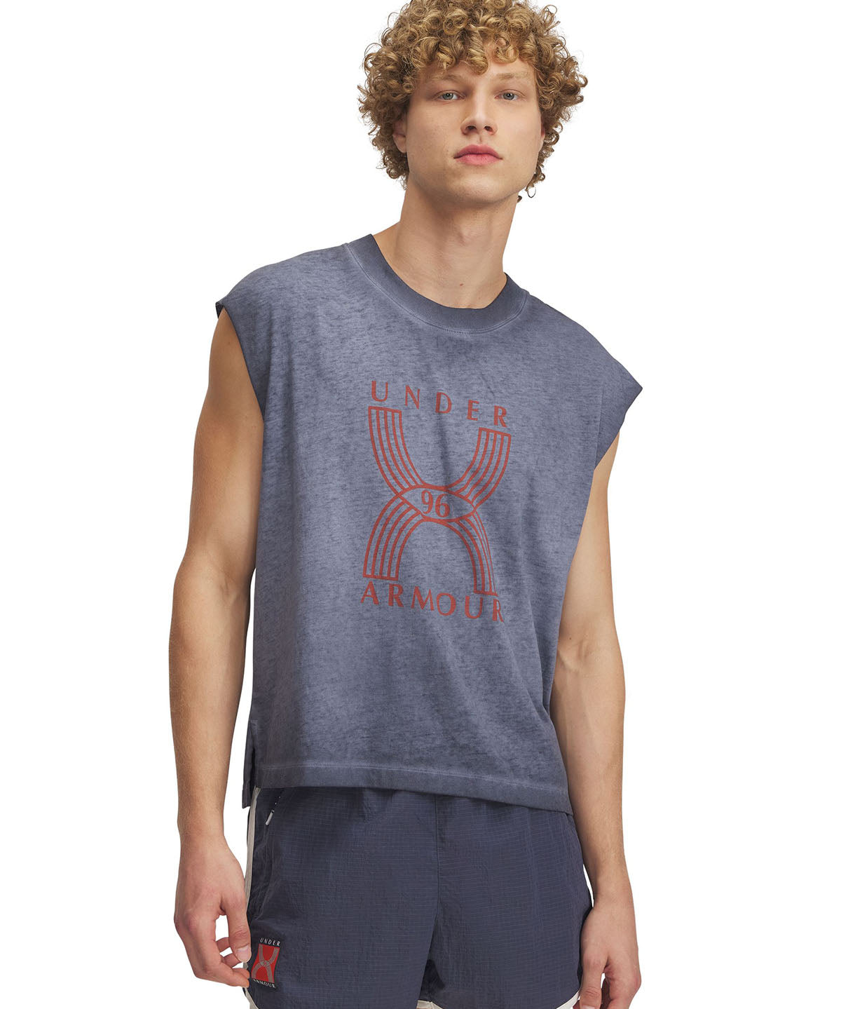 Polera sin mangas UA Run 96 gris para hombre