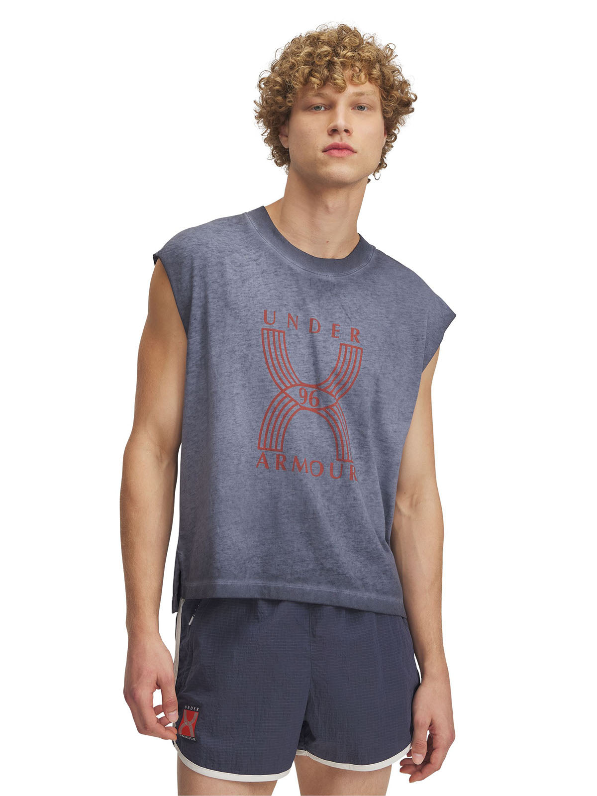 Polera sin mangas UA Run 96 gris para hombre