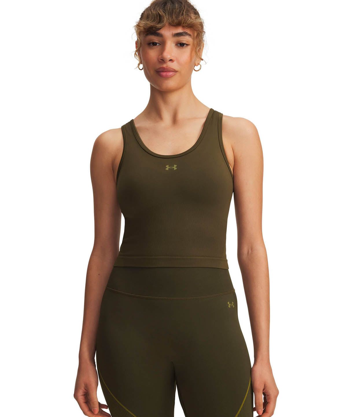 Polera sin manga de entrenamiento para mujer Vanish Seamless verde Under Armour