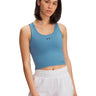 Polera sin manga de entrenamiento para mujer Vanish Seamless azul Under Armour