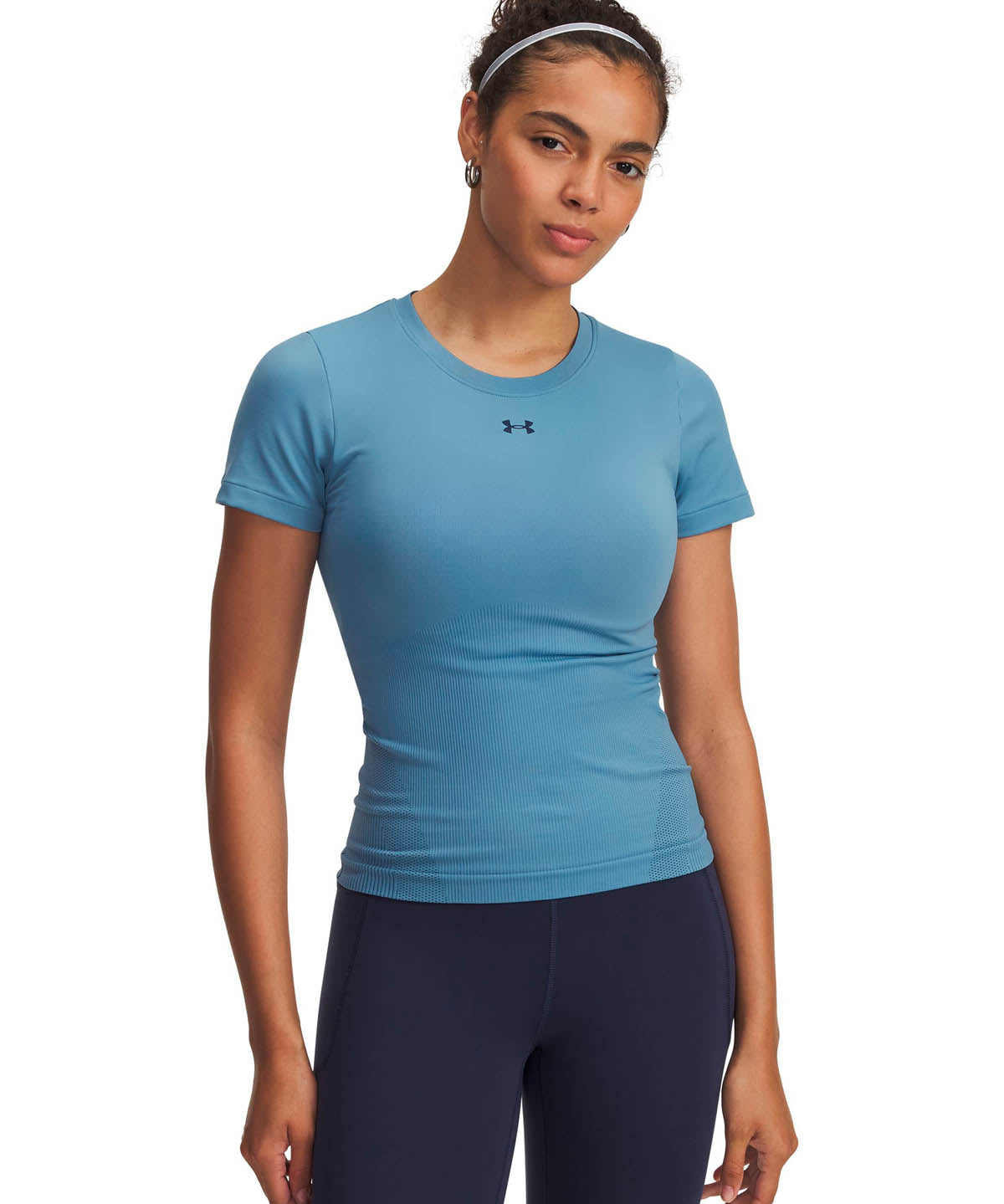 Polera manga corta de entrenamiento para mujer Vanish Seamless azul Under Armour