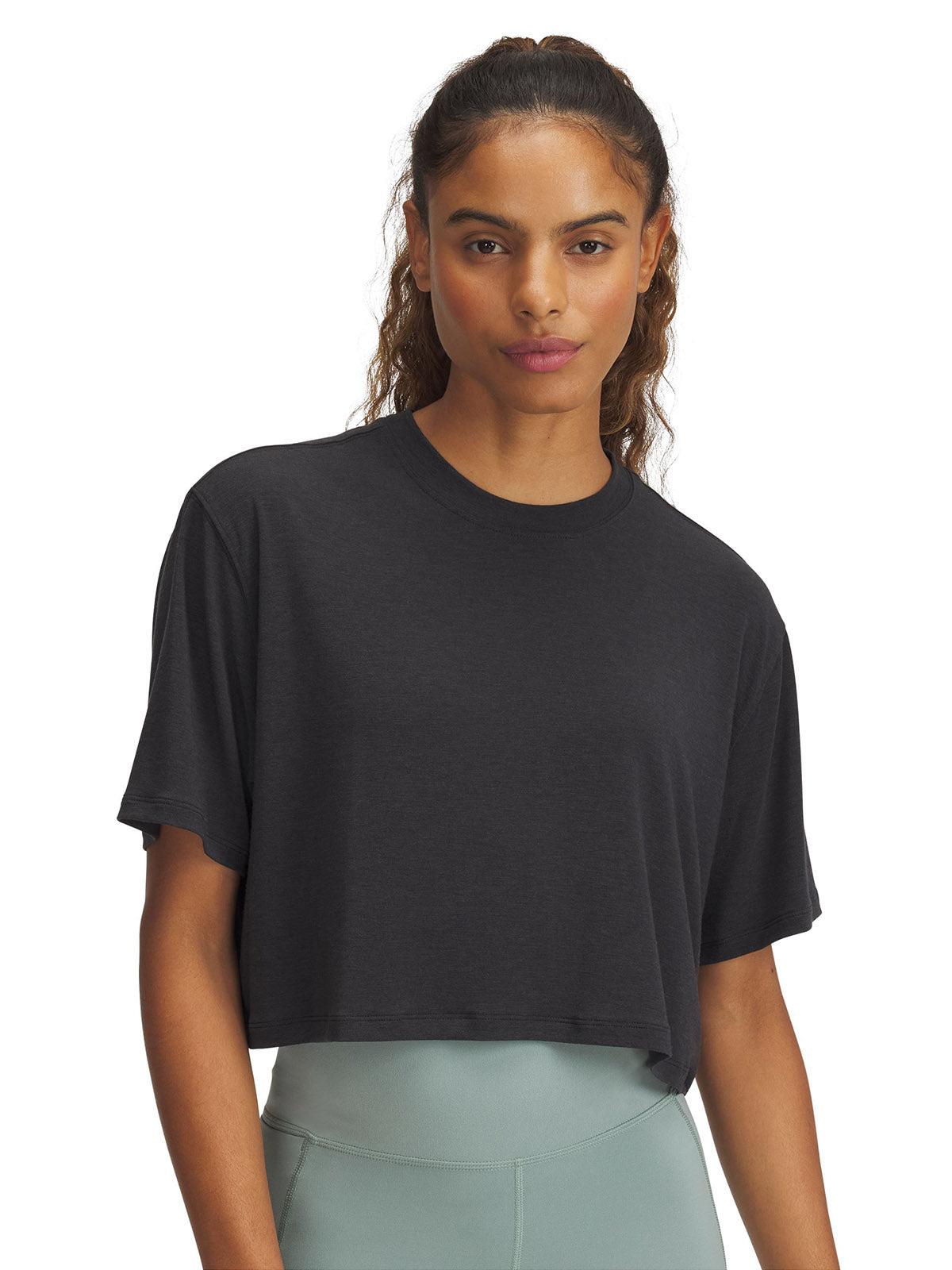 Polera manga corta UA Meridian negro para mujer