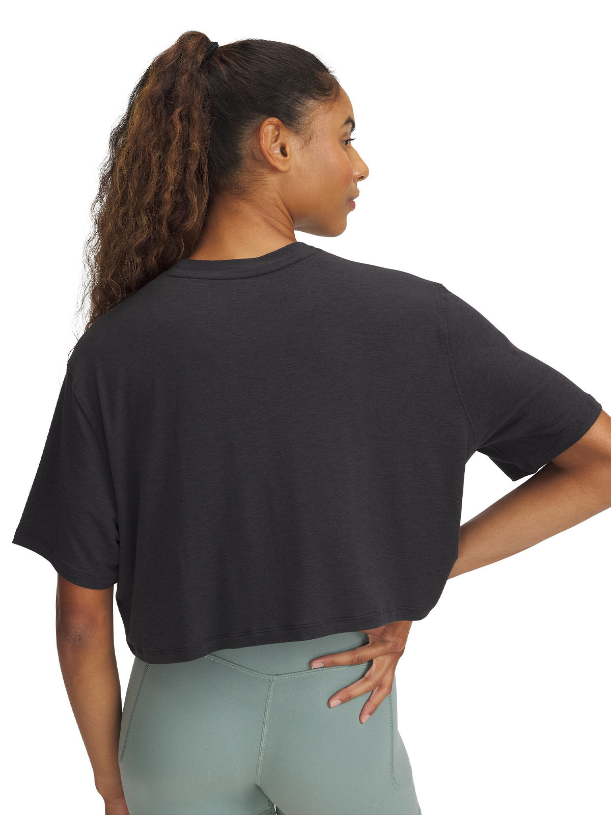 Polera manga corta UA Meridian negro para mujer