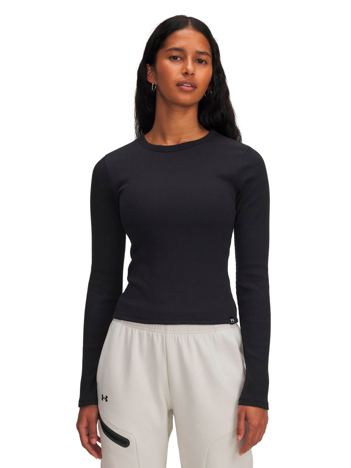 Polera manga larga Lifestyle para mujer Rival Rib negro Under Armour
