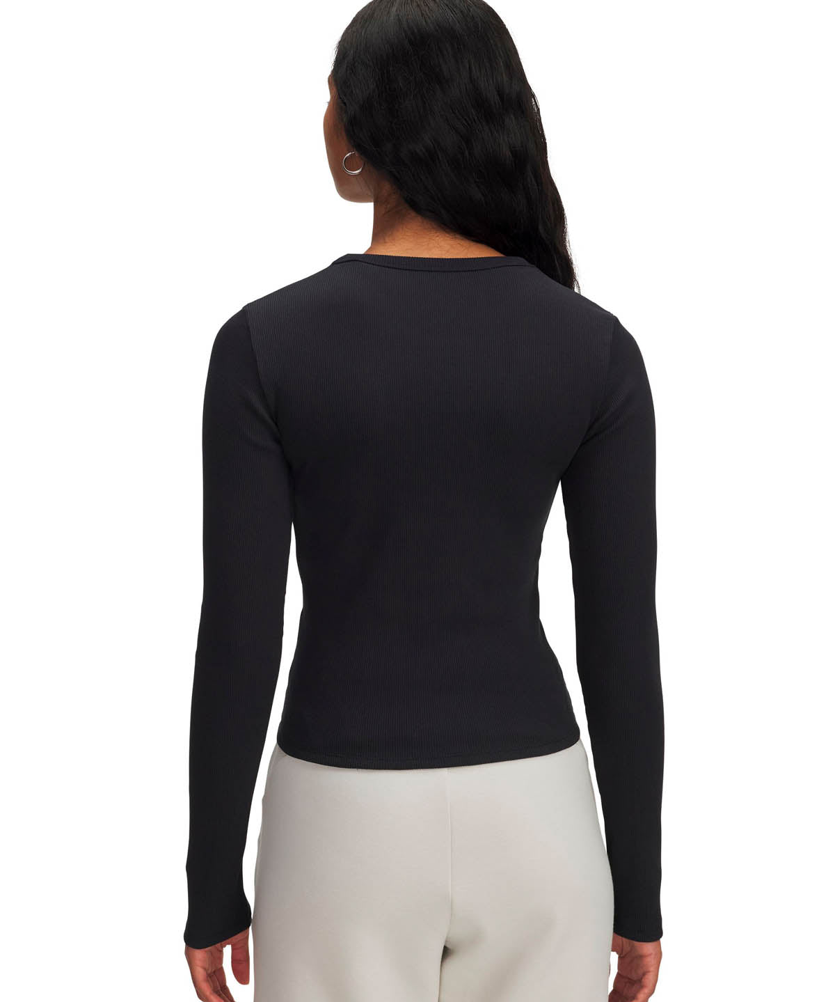 Polera manga larga Lifestyle para mujer Rival Rib negro Under Armour